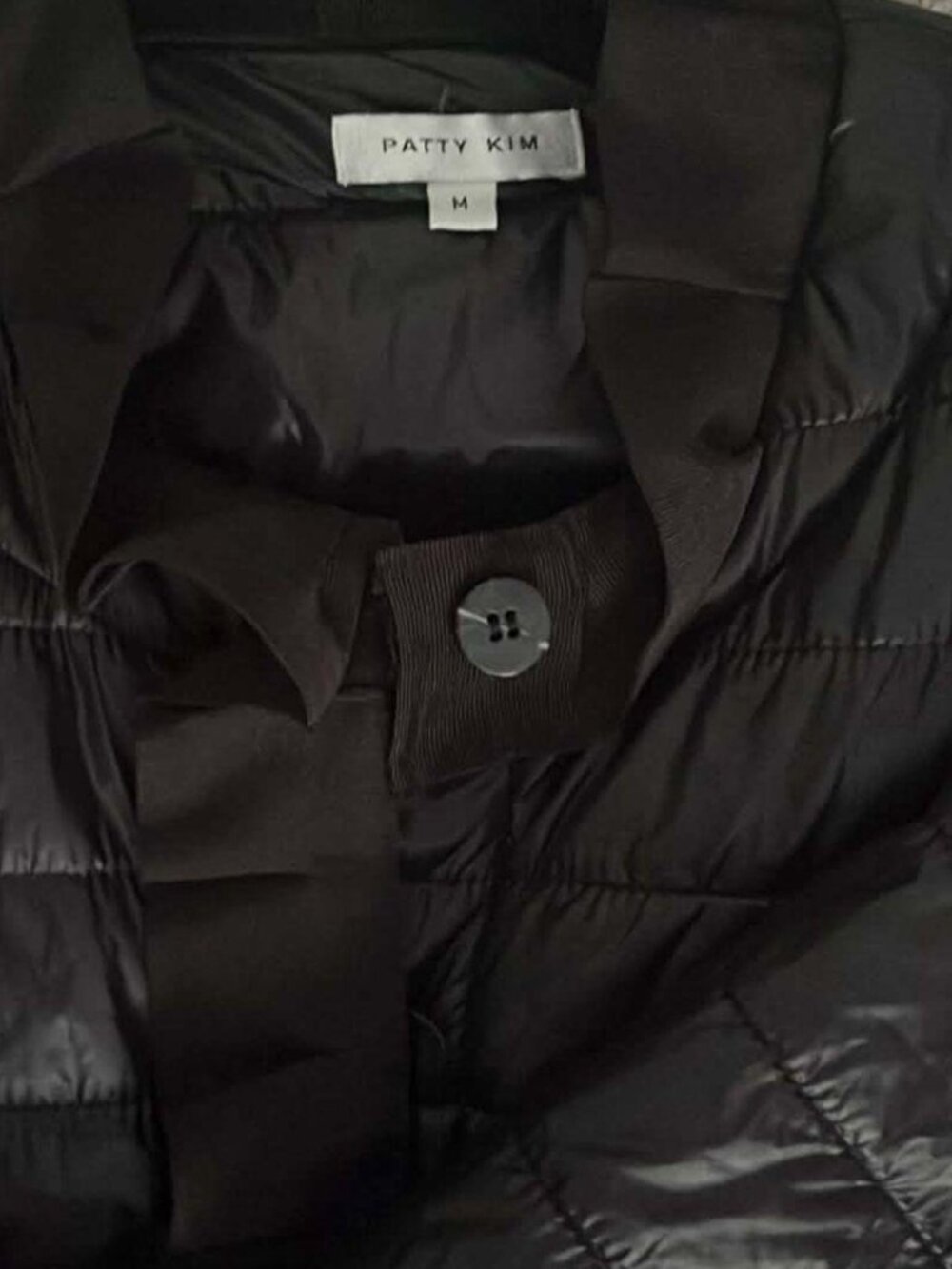 Patty Kim Black Quilted Women's Nylon Puffer Jacket Size Medium LIKE NEW